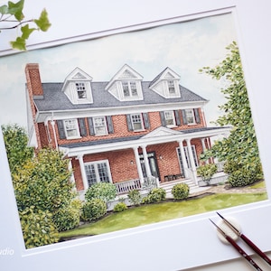 Custom House Portrait, Hand Painted House Painting Realtor Closing Gift Original Watercolor Painting Housewarming Gift image 9