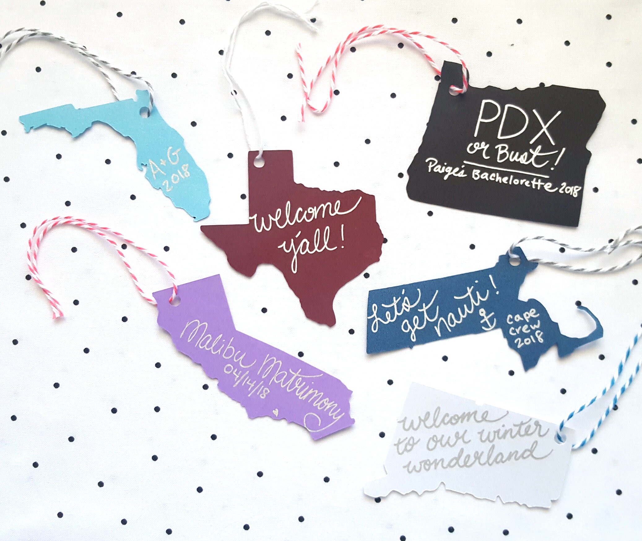 State Tags Custom Hand Lettered Personalize gift bags & Etsy