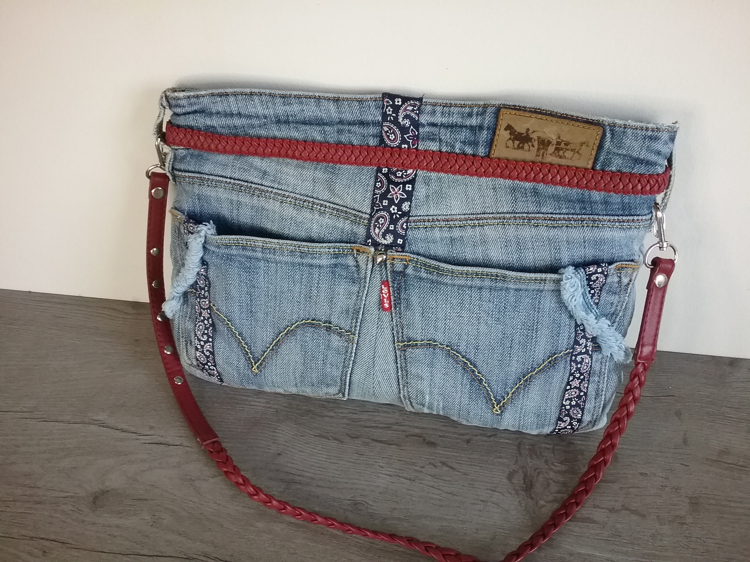 Boho Denim Bag from recycled jeans Jeans handbag Hippie Boho | Etsy