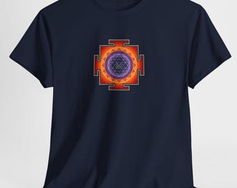 Phoenix-spirit in Sri Yantra Mandala T-shirt | Heilige Geometrie Yoga Shirt, T-shirt met mandala-print