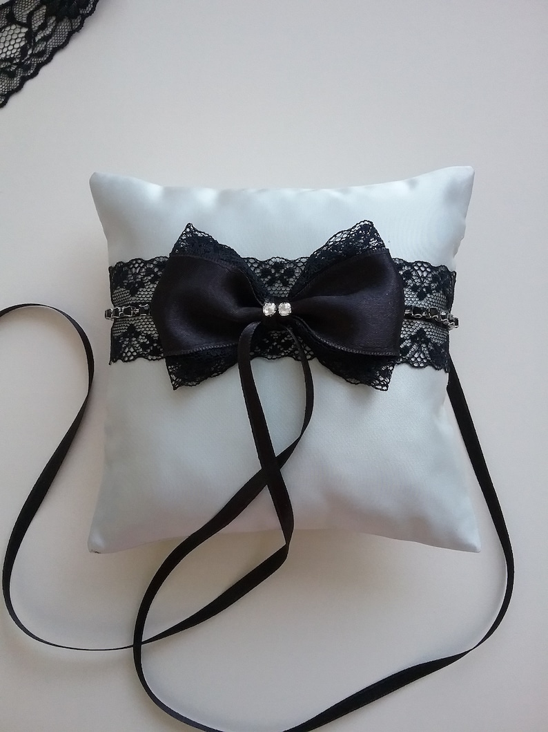 Wedding ring pillow Black Lace ring bearer pillow black lace black lace wedding decor siver black wedding gothic wedding