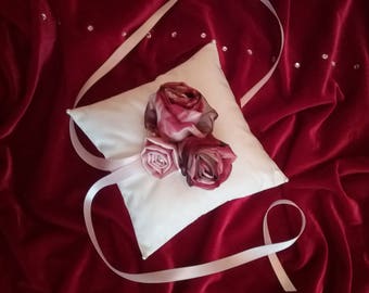 Ring Bearer pillow Fairytale princes wedding pillow, burgundy red wedding pillow, wedding ring pillow burgundy flowers, fabulous ring pillow