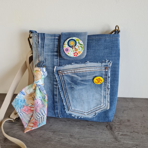 Cross Body Boho Style Recycled Jeans Small Bag Denim Small - Etsy