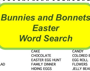 Fun Easter Word Search Puzzle with Non-Religious Secular Easter Terms for Family Fun and Classroom Activity