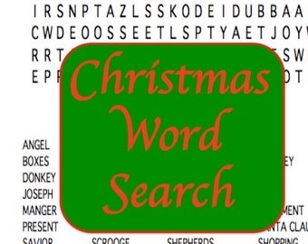 Printable Christmas Word Search Puzzle with Both Religious and Non-Religious Search Terms