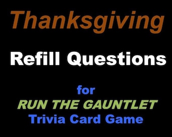 Printable Thanksgiving Trivia Question Cards for Run the Gauntlet Trivia Game