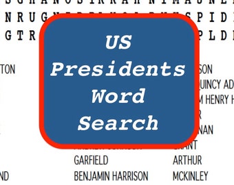 US Presidents Printable Word Search Puzzle Updated in 2020, Educational and Fun Game for United States History Class