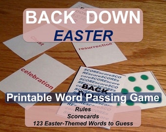 Printable Easter Word Passing Game BACK DOWN for Ages 8 to Adult with Nihil Obstat / Imprimatur