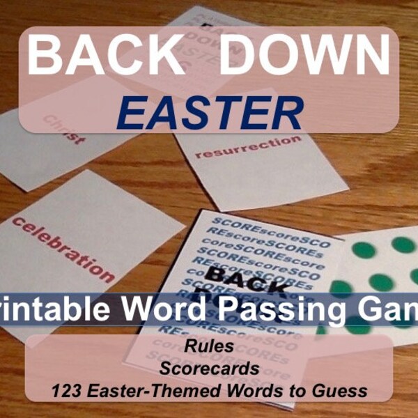 Printable Easter Word Passing Game BACK DOWN for Ages 8 to Adult with Nihil Obstat / Imprimatur