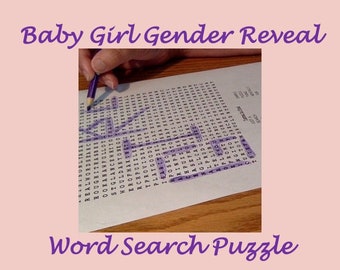 Printable Baby Girl Gender Reveal Word Search Puzzle with Answer Key