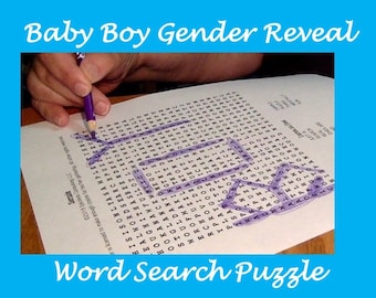 Printable Baby Boy Gender Reveal Word Search Puzzle with Answer Key