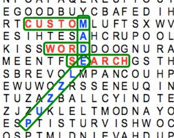 Custom Word Search Puzzle Made to Order with Your Search Terms