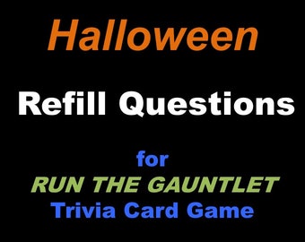 Printable Halloween Trivia Question Cards for RUN THE GAUNTLET Trivia Game