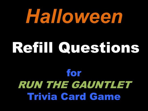 Printable Halloween Trivia Question Cards For Run The Gauntlet Etsy