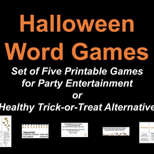 Five Printable Halloween Word Games