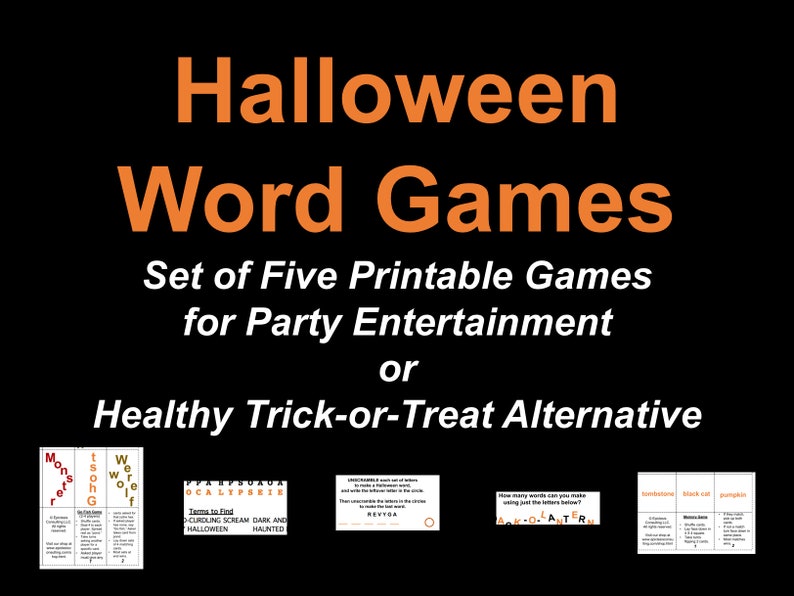 Five Printable Halloween Word Games image 1