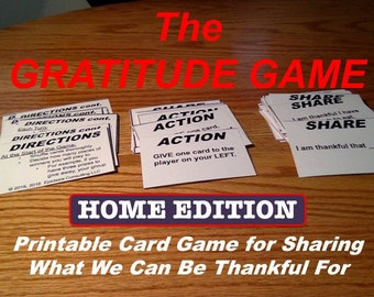 Gratitude Game Printable Thanksgiving Card Game and Thanksgiving Hostess Gift for Reflection on Thankfulness, Home Edition