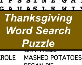Printable Thanksgiving Word Search Puzzle for Hostess Gift