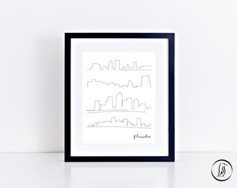 Florida Skylines - Digital Print - Line Drawing Illustration