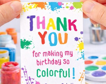 Etiquetas de regalo de cumpleaños con diseño artístico, decoraciones coloridas para fiestas (descarga digital)