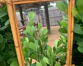 Vintage 1960s rattan and bamboo mirror