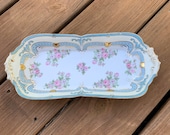 Rudolf Wachter RW Bavaria, Bavarian serving dish, white blue and gold with roses