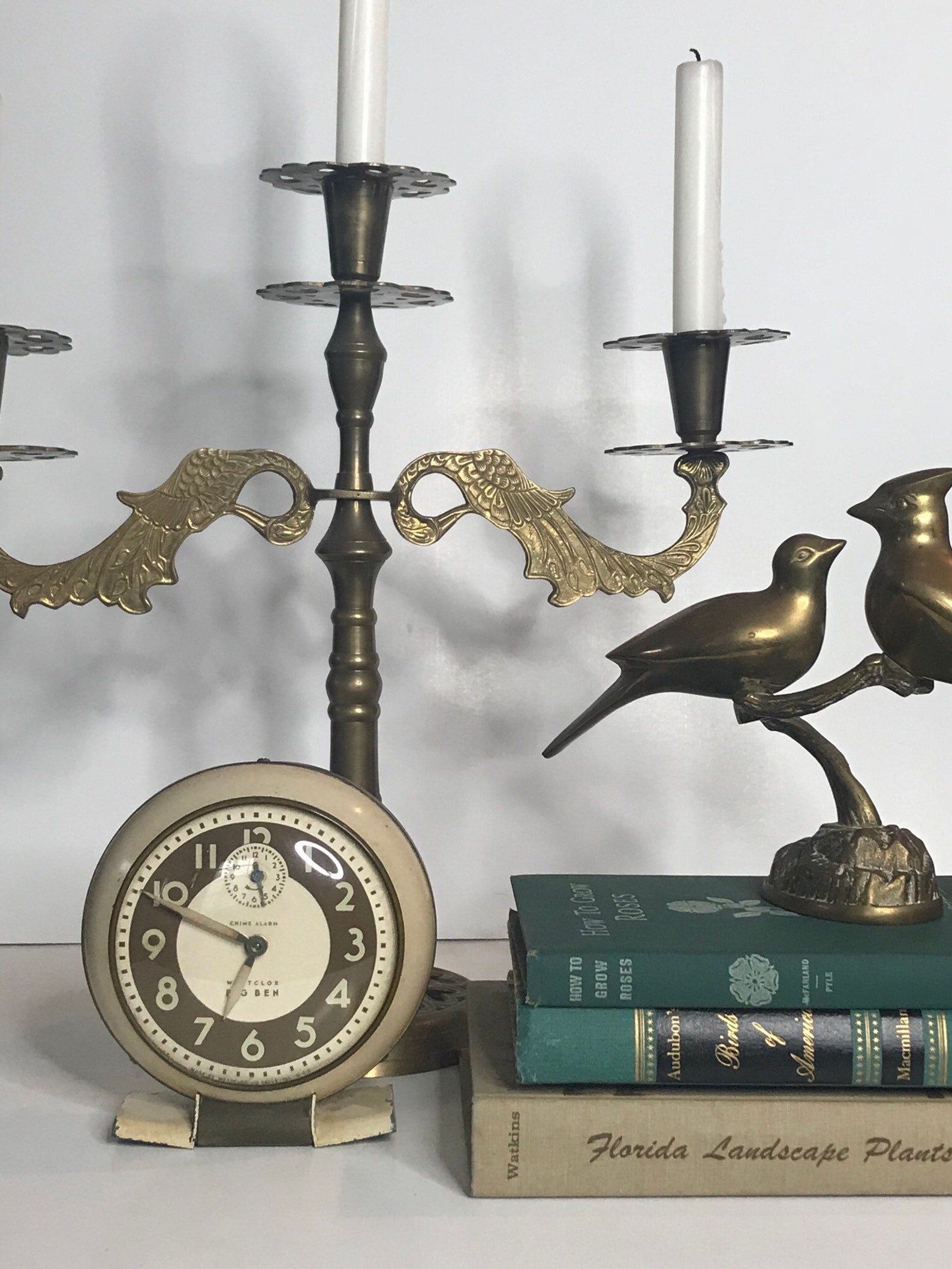 Vintage Brass Peacock Candle Stick Holder Brass Hand Etched 3 Etsy