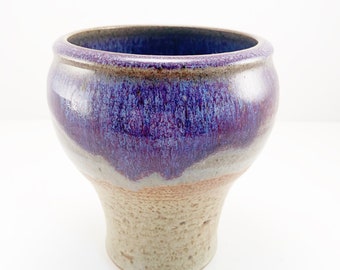 Vintage signed studio pottery stoneware vase with purple glaze