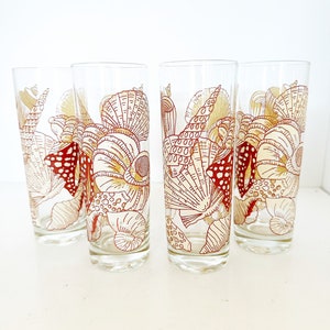 Vintage set of four Sigma Taste setter Seashell Glasses MCM sea shell glasses