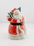 Vintage OCI Timeless Treasures Traditions ceramic German Santa 1989 Sugar Bowl or box