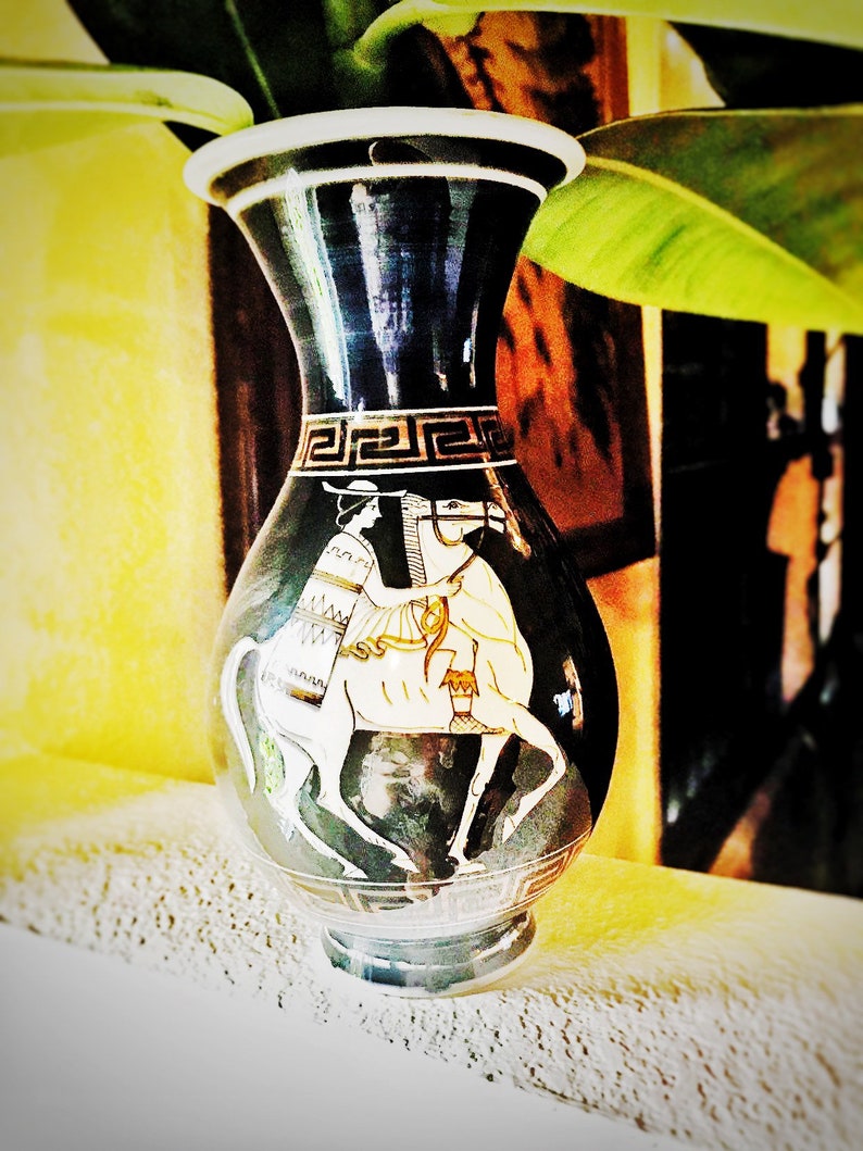 Vintage Hand Painted Kutahia Athens Vase Made in Greece Etsy