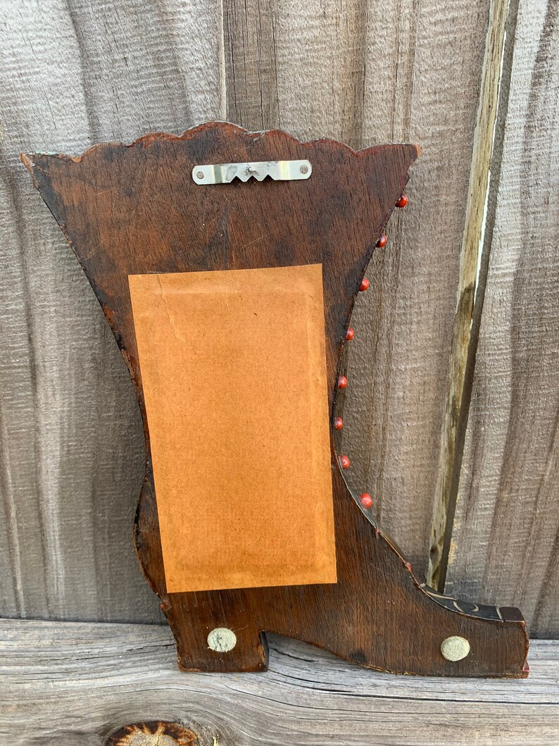 Vintage Wooden Victorian Boot Frames With Floral Cross Stitch Etsy