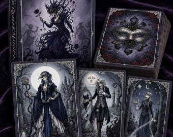 O Baralho de Tarô Loucura da Rainha, 78 Cartas, Tarô Gótico Sombrio de Conto de Fadas com Trabalho de Sombras