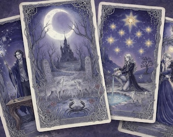 Baralho de Tarô Digital Queens Folly, Tarô Gótico Vitoriano Sombrio, Download para Impressão de 78 Cartas