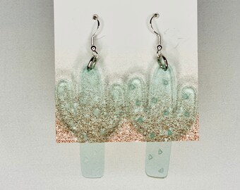 Green glass Cactus Acrylic earrings