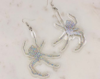 Spider glitter acrylic earrings