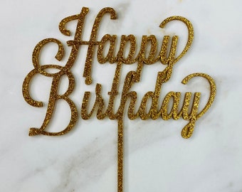 Happy Birthday glitter cake topper (choose your color)