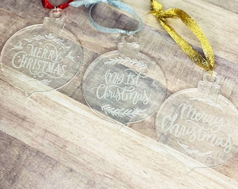 Clear Acrylic Christmas Ornaments (Merry Christmas and My First Christmas)