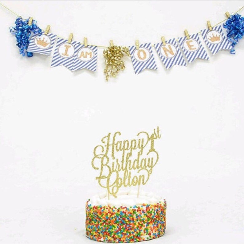 Custom Glitter cardstock Happy Birthday cake topper Etsy