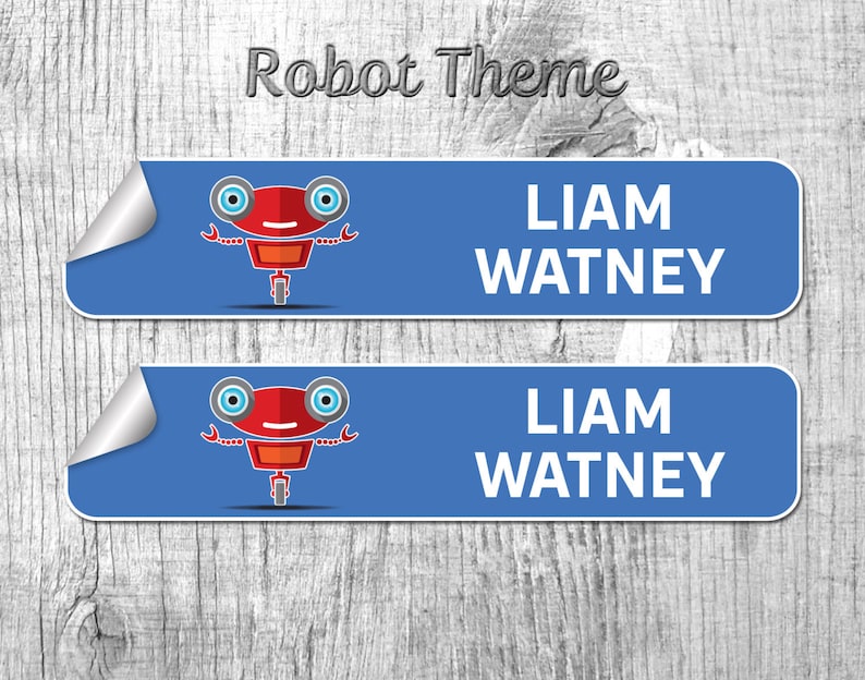 Container Label Kids Label Label Robot Label Name Label Sticker Label Label School Label Toy Robot Label