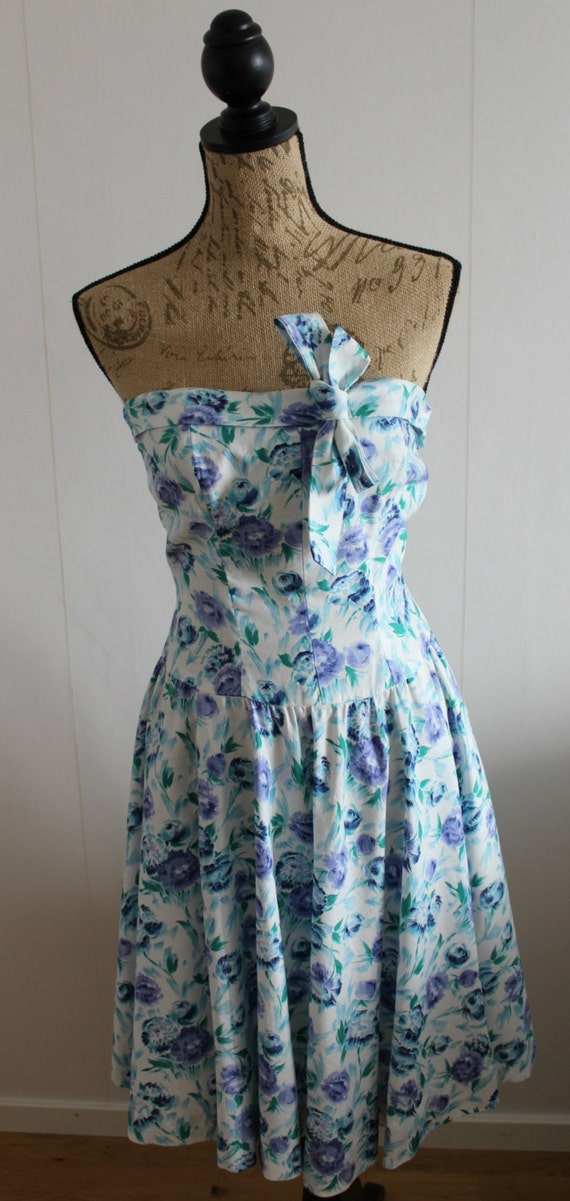 Vintage 1950s floral dress women, Cotton, Full sk… - image 5