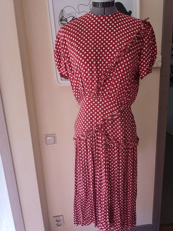 Vintage 1940s dress women, 1940s dress, polkadot 4