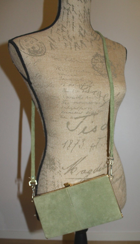 Vintage 1960s Suede Shoulder Bag women/Purse, 60s