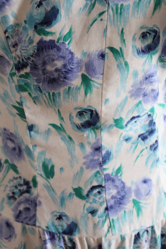 Vintage 1950s floral dress women, Cotton, Full sk… - image 3