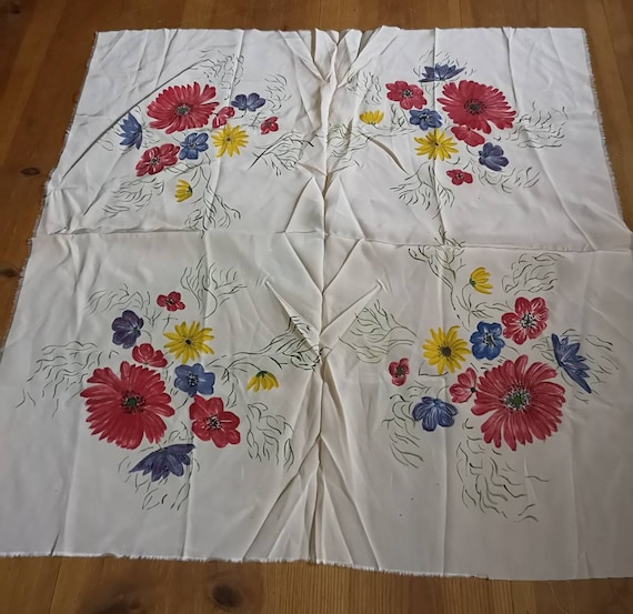 Vintage 1940s silk scarf, 1940s scarf, floral silk