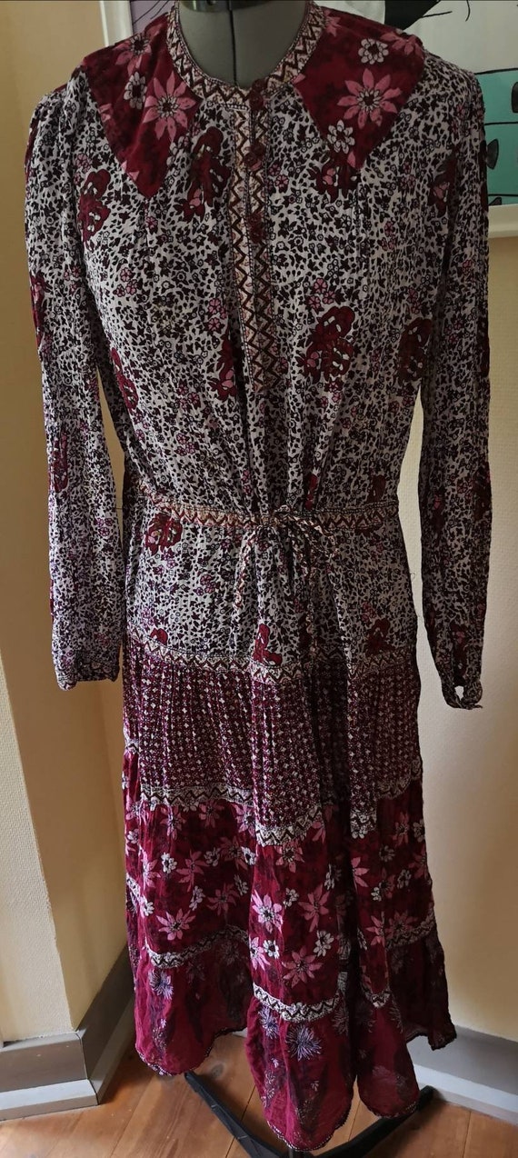 Vintage indian cotton gauze dress women, Indian co