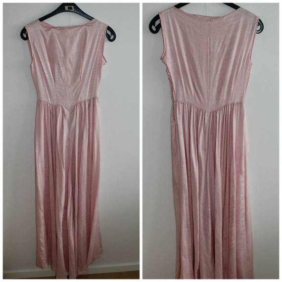 Vintage 1950s pink dress women, 50s dress, 50s gow