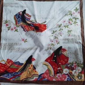 Vintage Geisha Print Cotton Scarf for Women - Novelty Japanese Artwork Accessory