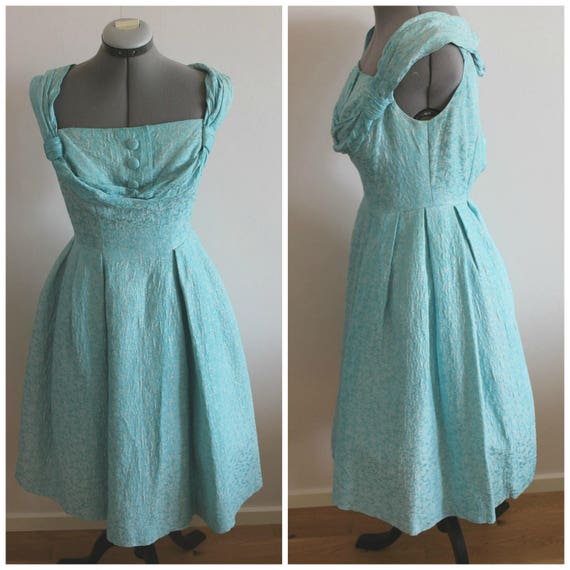 Vintage 50s dress women, 50s dress, Turquoise, Bro