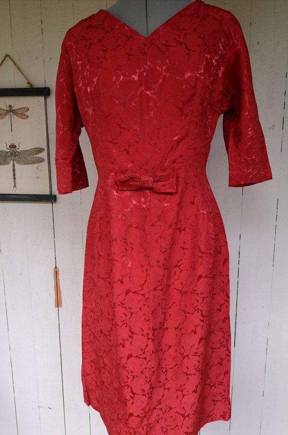 Vintage 1950s dress women, 1950s dress, 1950s rose